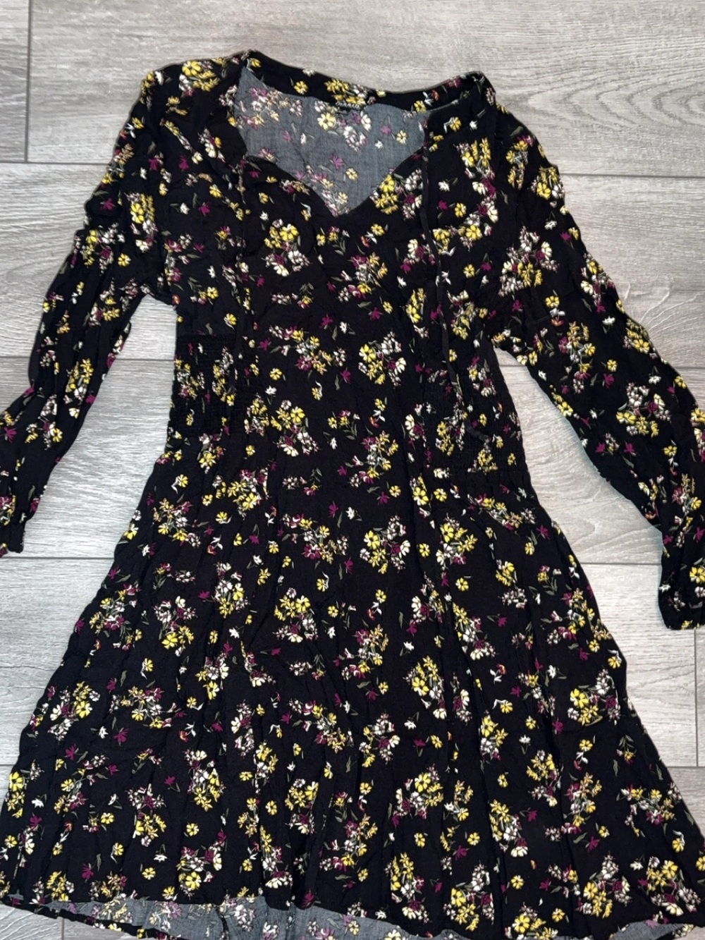 Torrid Plus Size Women’s Dress Size 0 Long Sleeved Floral Black & Multicolor